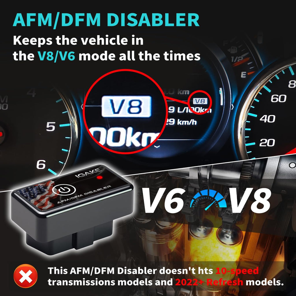 AFM Disabler Active Fuel Management Delete AFM/DFM Disabler 5.3 silverado With ON | OFF Button Compatible with V6 & V8 GM Motors (Chevy GMC Sierra GMC Yukon Cadillac Escalade etc)4.3L 5.3L 6.0L 6.2L